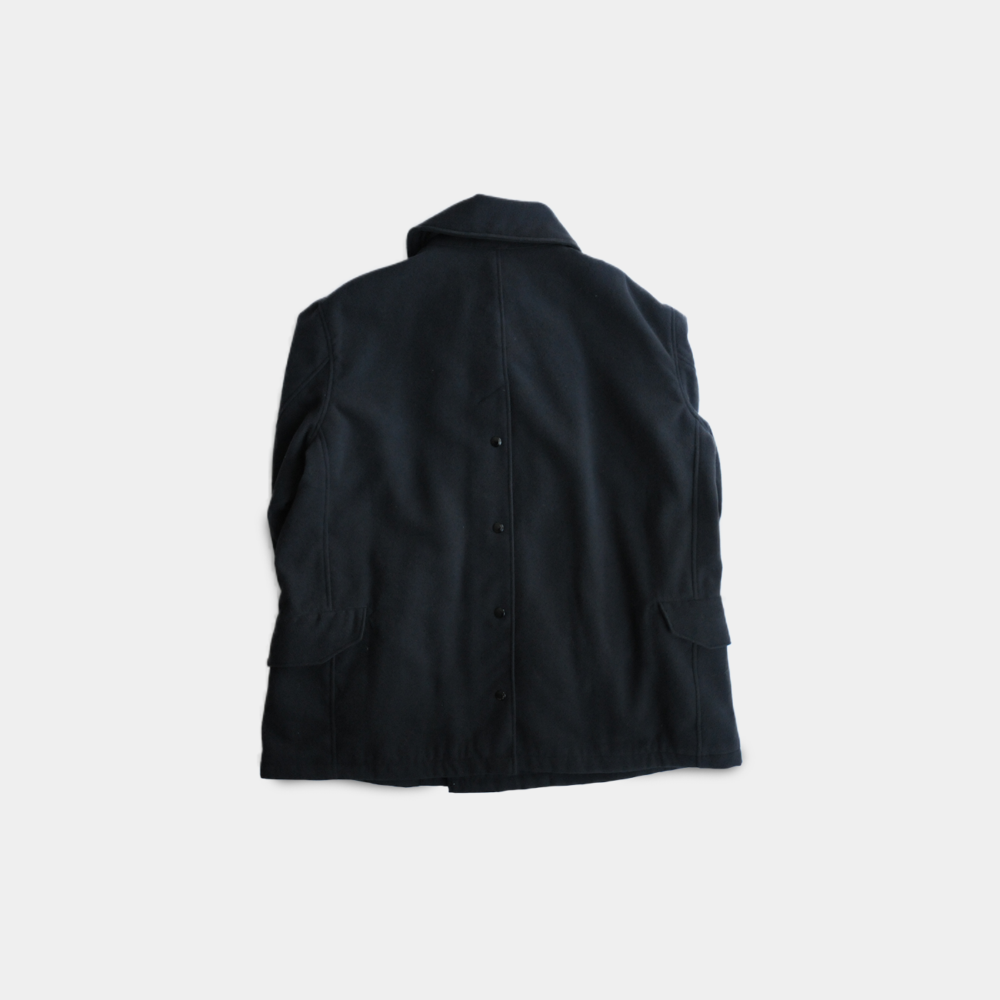 LH Peacoat Black Polyester Fake Melton