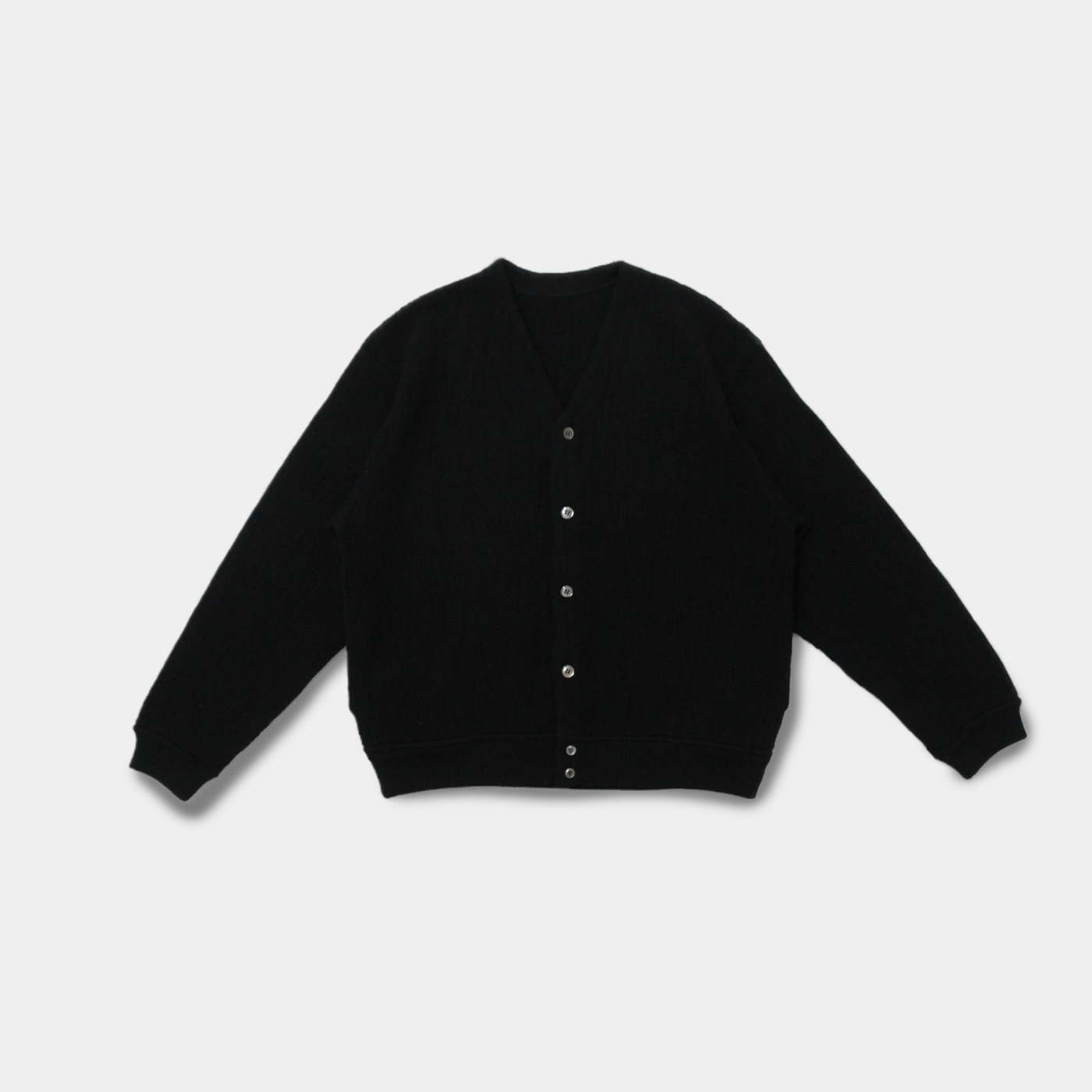 Wool V Neck Cardigan-Black