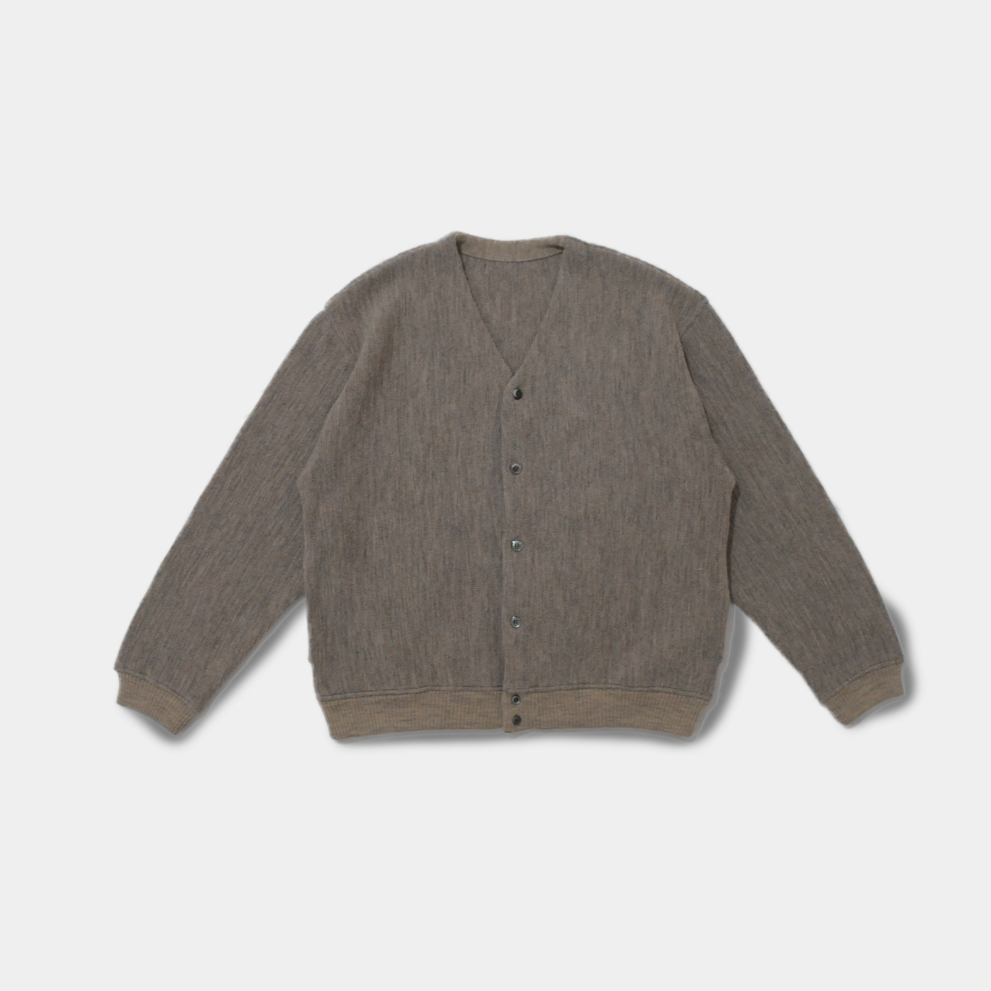 Wool V Neck Cardigan-Beige