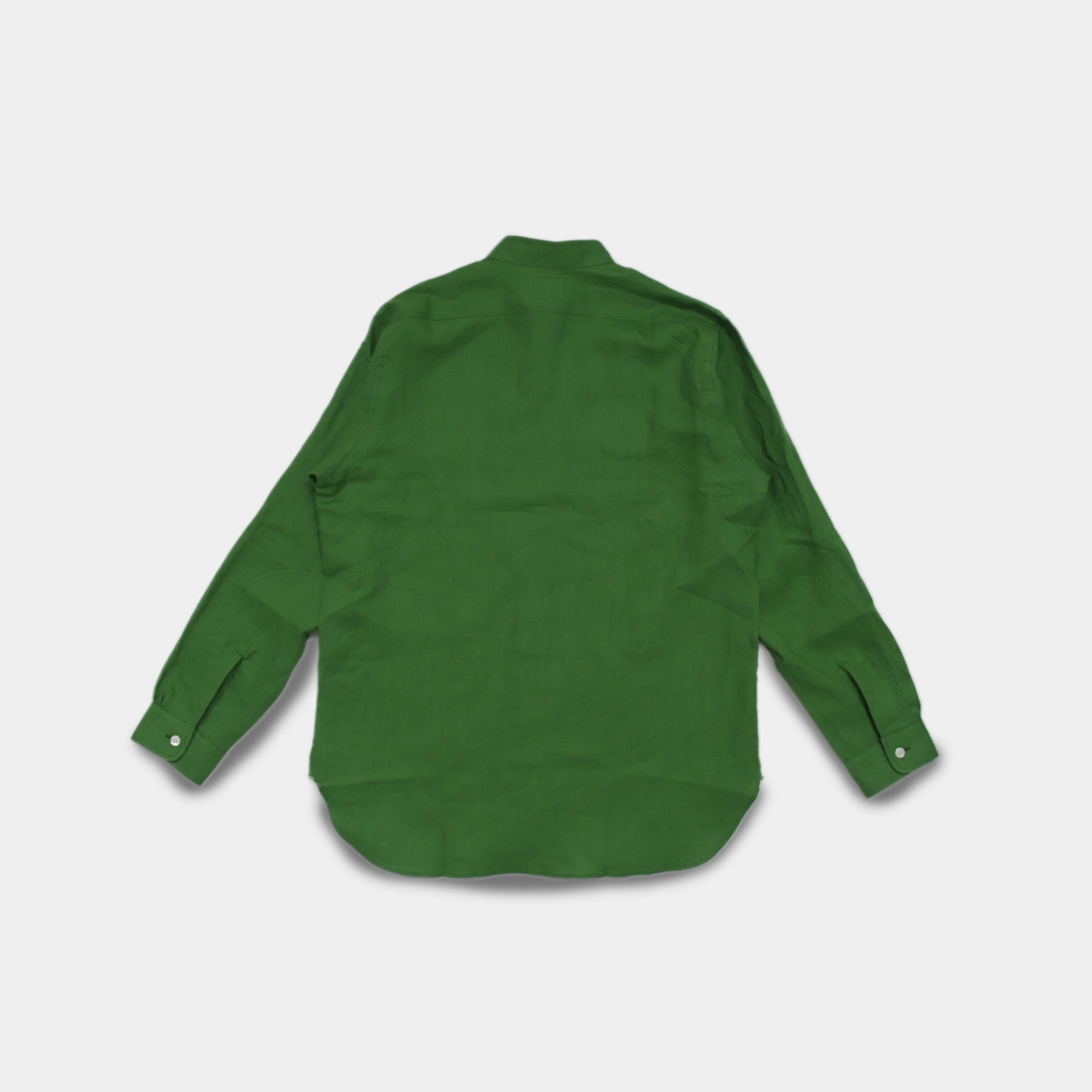 BAND COLLAR WORK SHIRT - LINEN CANVAS - GREEN