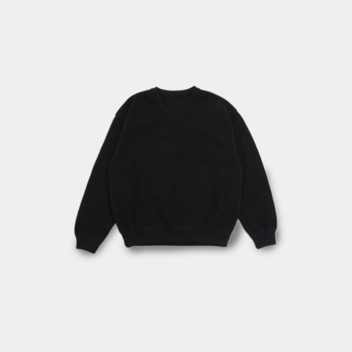 Moss Stitch V Neck Pullover-Black