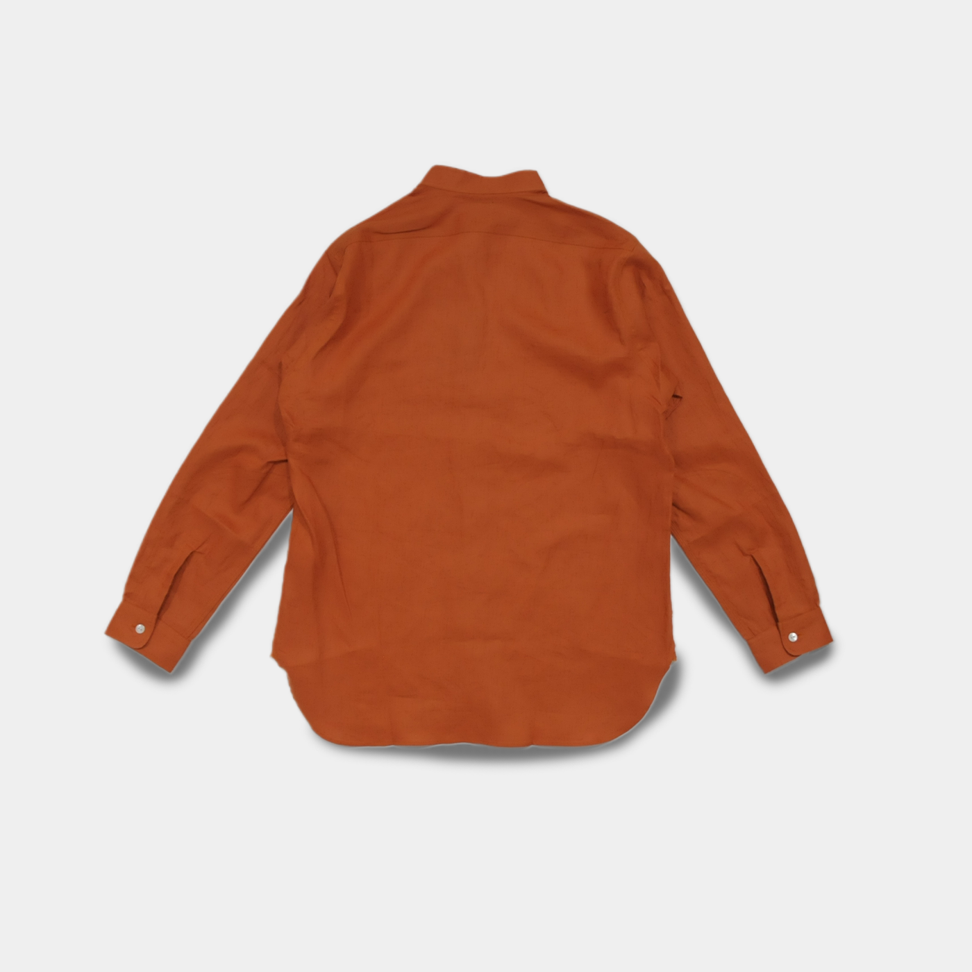 BAND COLLAR WORK SHIRT - LINEN CANVAS - ORANGE