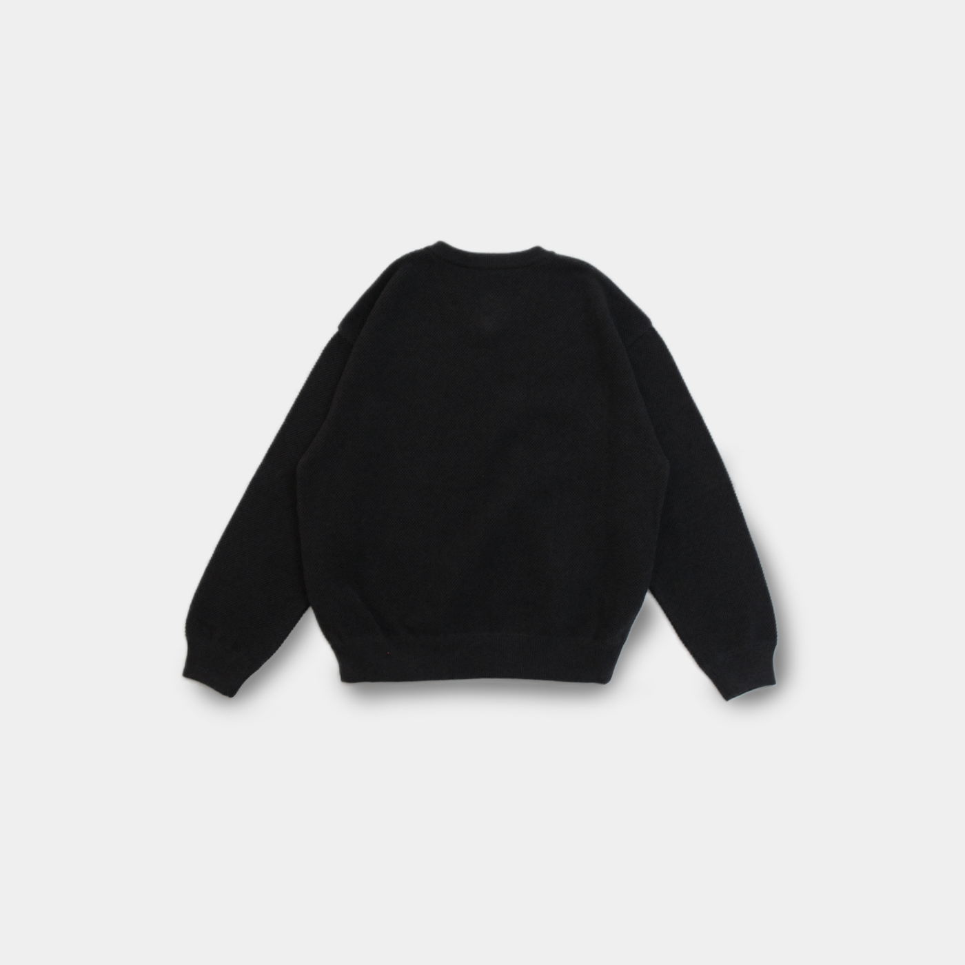 Moss Stitch V Neck Pullover-Black