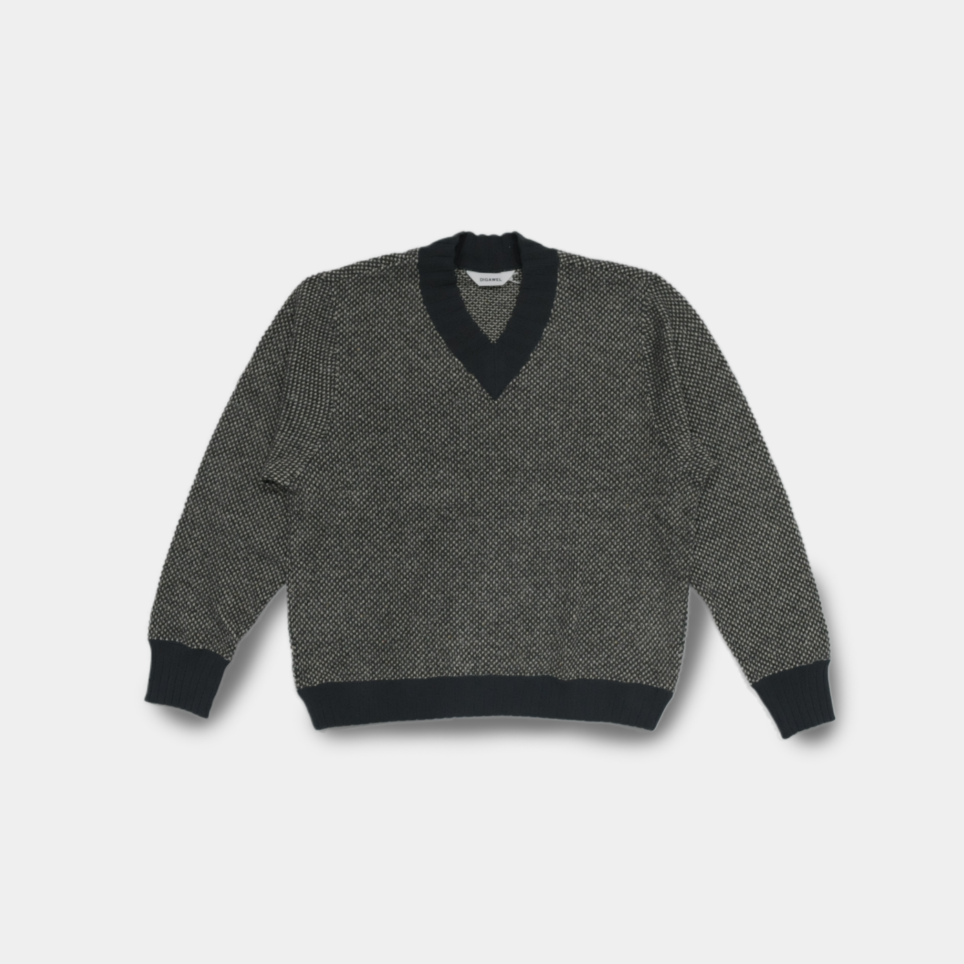 Hexagonal patterns knit rib sweatshirt