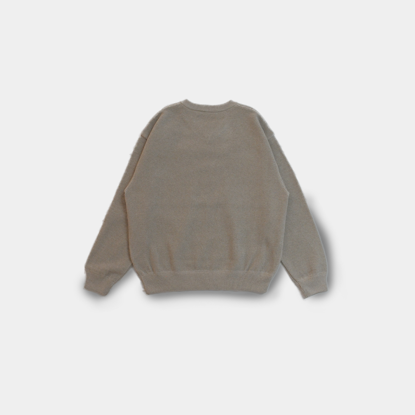 Moss Stitch V Neck Pullover-Beige