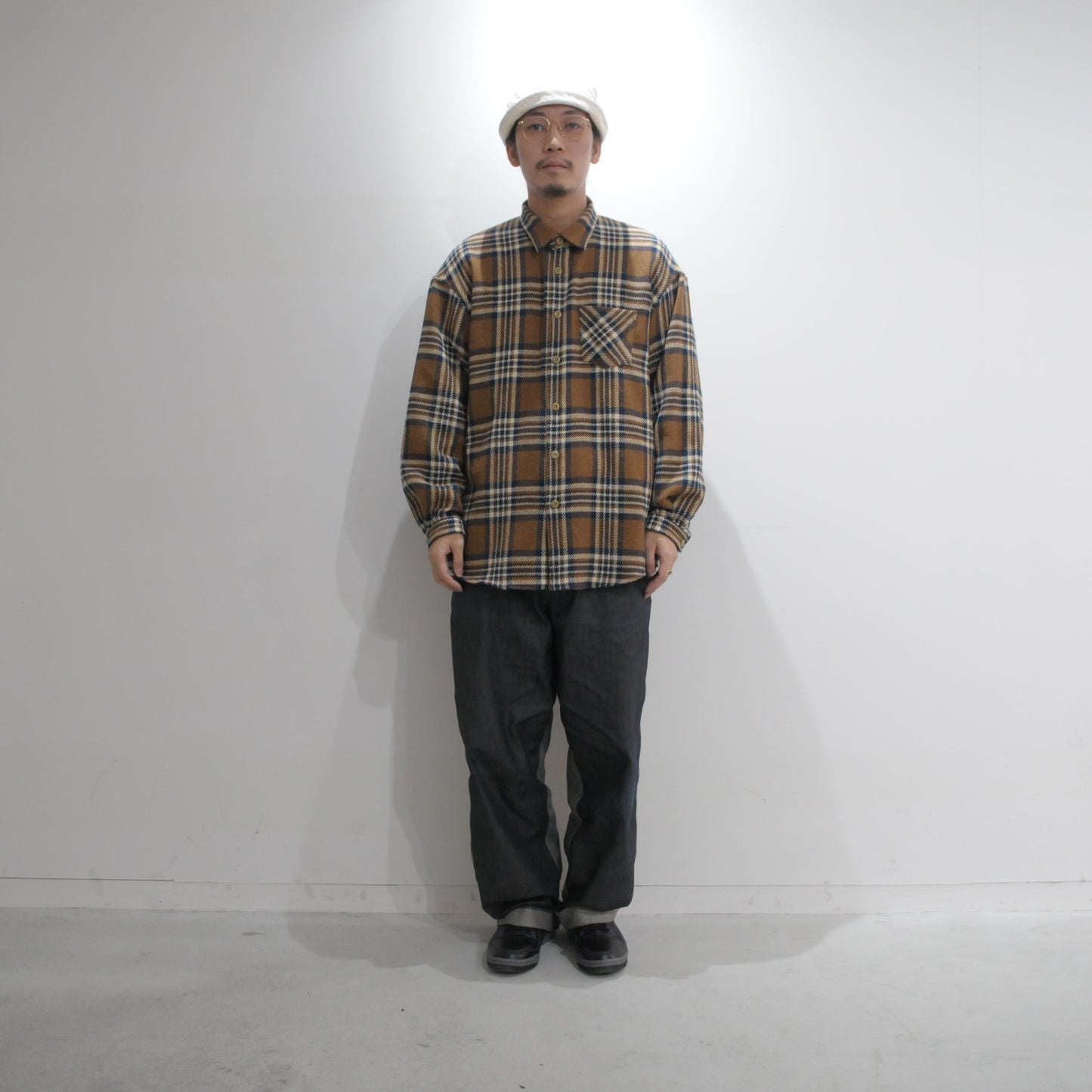Oversized Check Shirt-Browwn Check