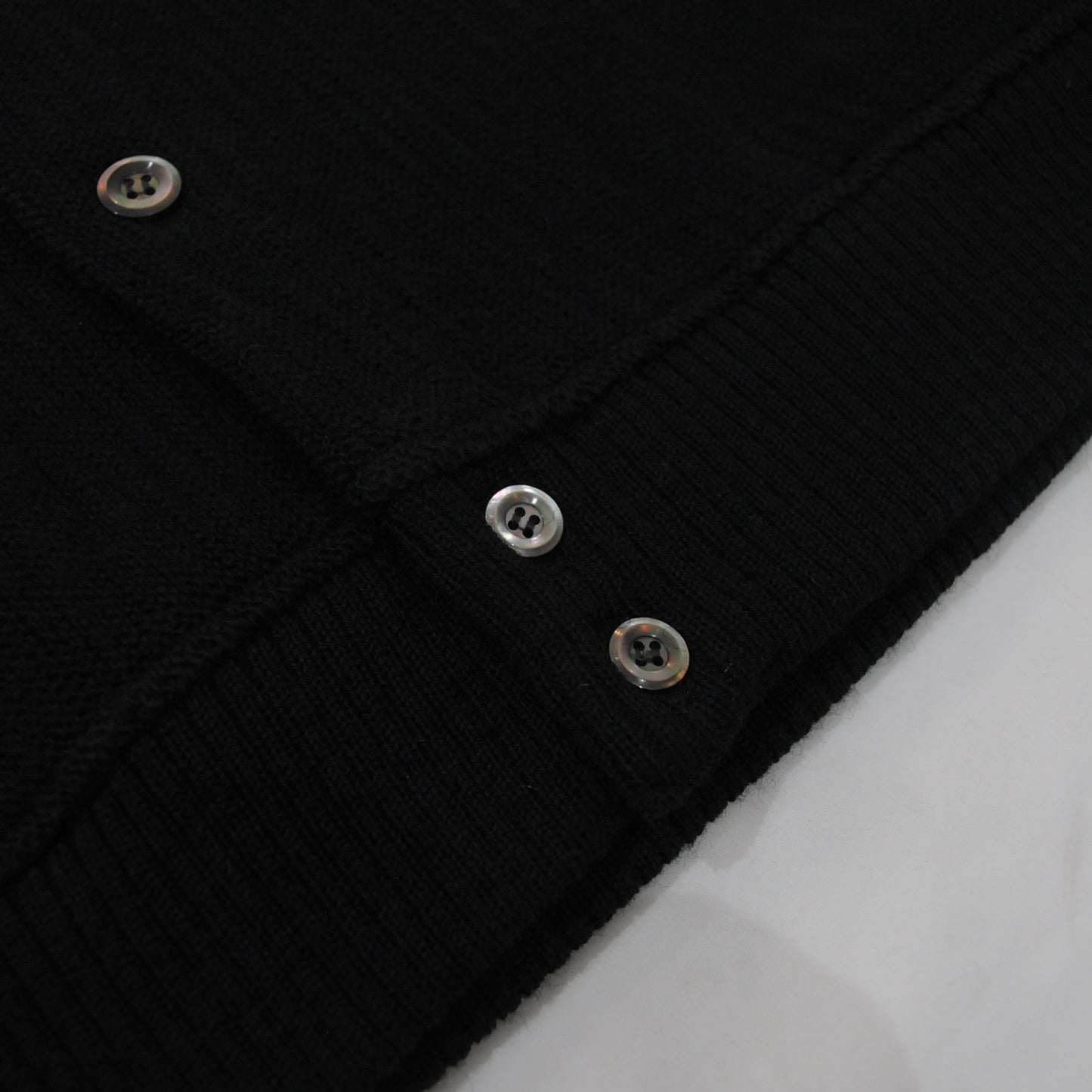 Wool V Neck Cardigan-Black