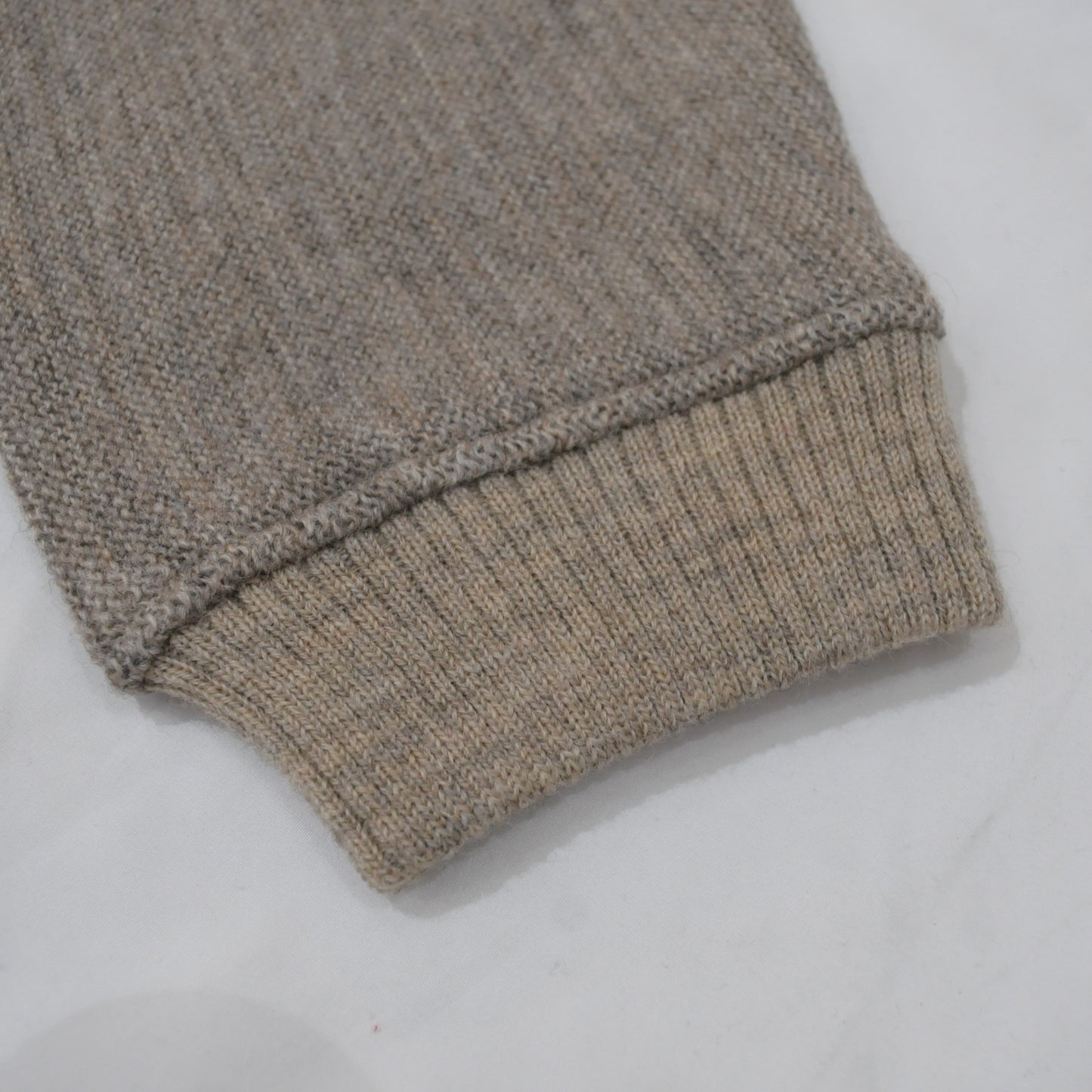 Wool V Neck Cardigan-Beige