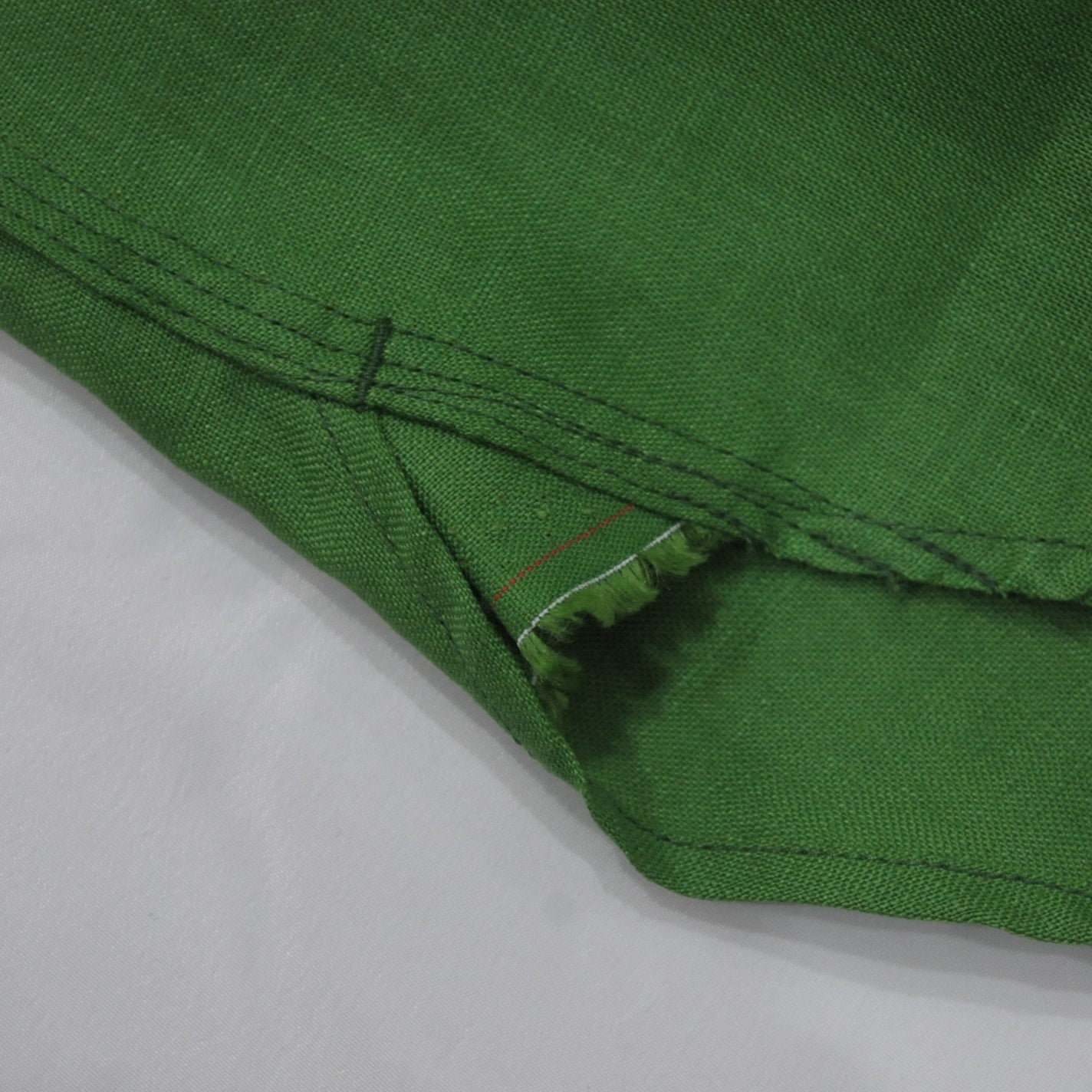BAND COLLAR WORK SHIRT - LINEN CANVAS - GREEN