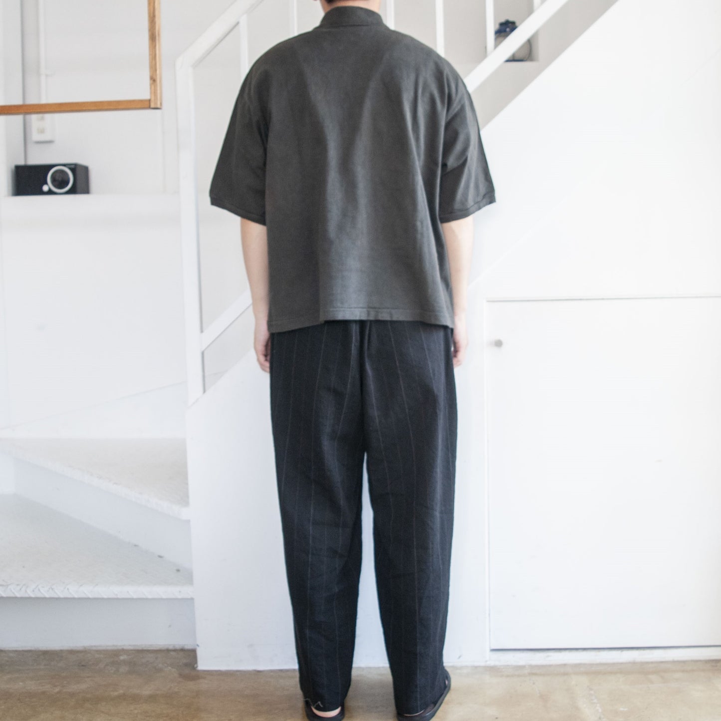 BAGGY EASY PANTS LINEN×COTTON×SILK STRIPE