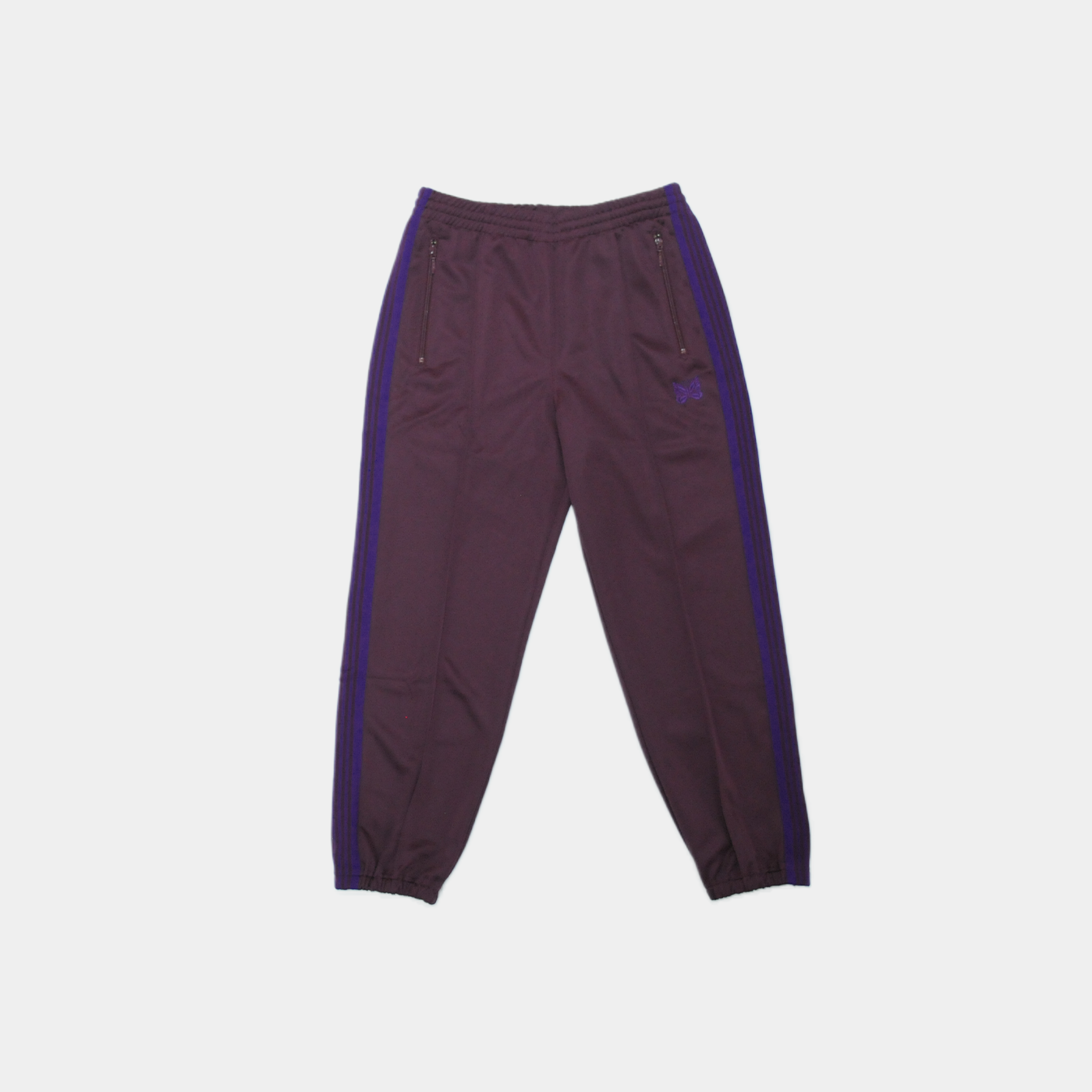 ZIPPED TRACK PANT - POLY SMOOTH-Wine