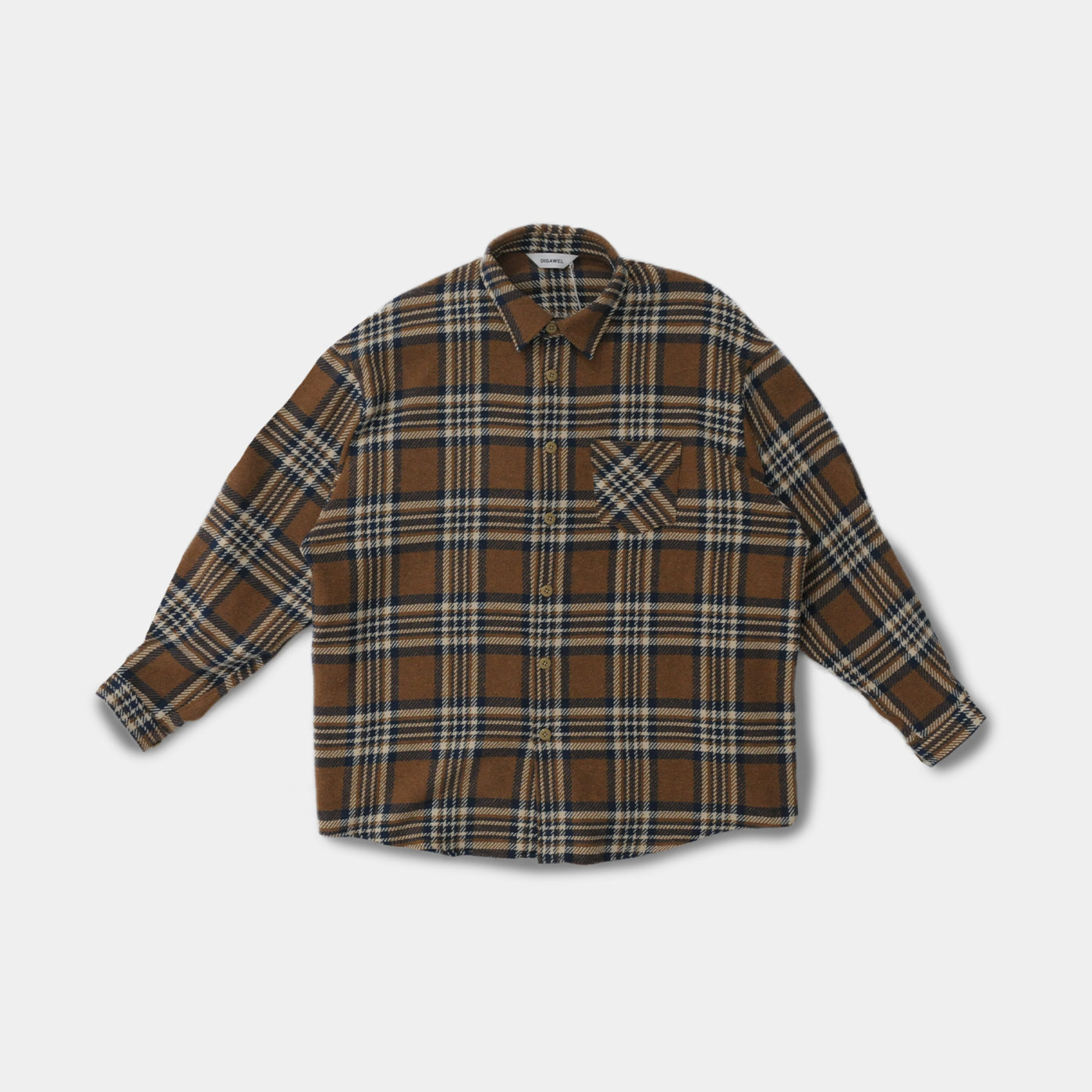 Oversized Check Shirt-Browwn Check