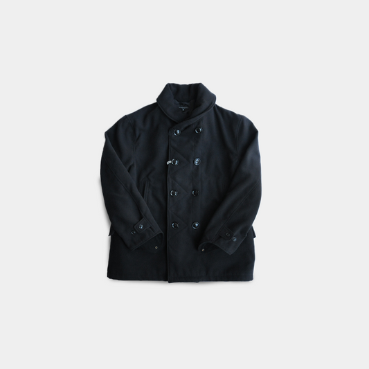 LH Peacoat Black Polyester Fake Melton