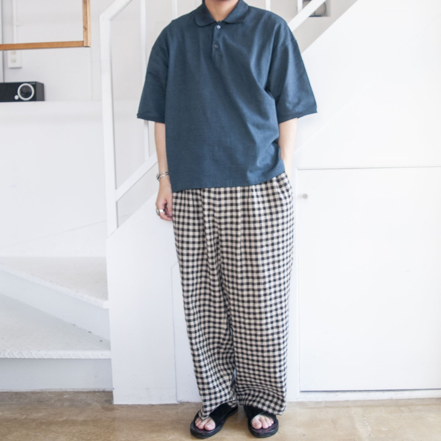 BAGGY EASY PANTS LINEN×COTTON×SILK GINGHAM CHECK