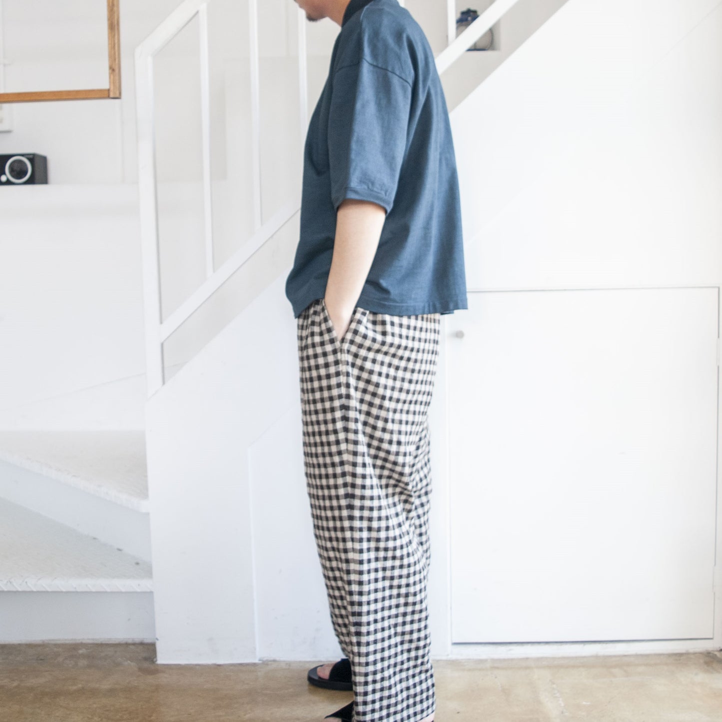 BAGGY EASY PANTS LINEN×COTTON×SILK GINGHAM CHECK